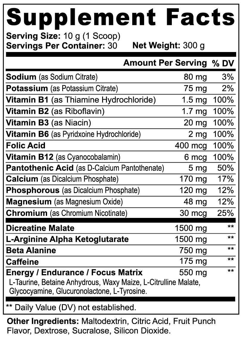 Toxic Shock Pre - Workout Powder Fruit Punch - Toxic Core Supps